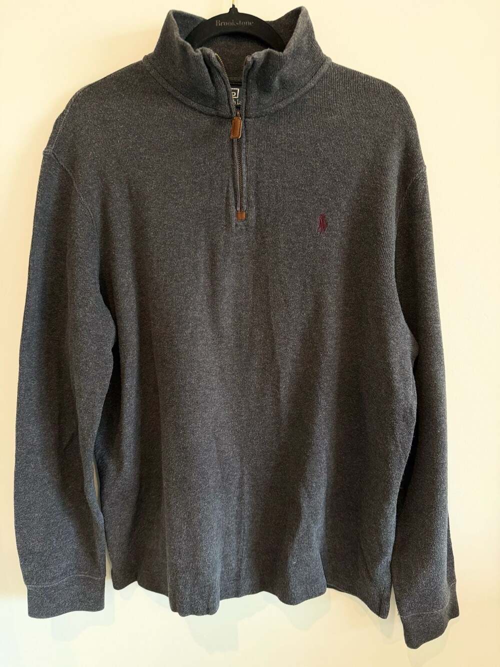 Polo Ralph Lauren 1/4 Zip Sweater Mens Size XL Gray 100% Cotton Pullover L/S EUC